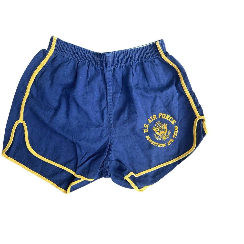 Vintage Air Force Track Shorts Navy And Gold Texas Austin AFB Bergstrom Sz Large